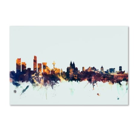 Michael Tompsett 'Liverpool England Skyline Blue' Canvas Art,22x32